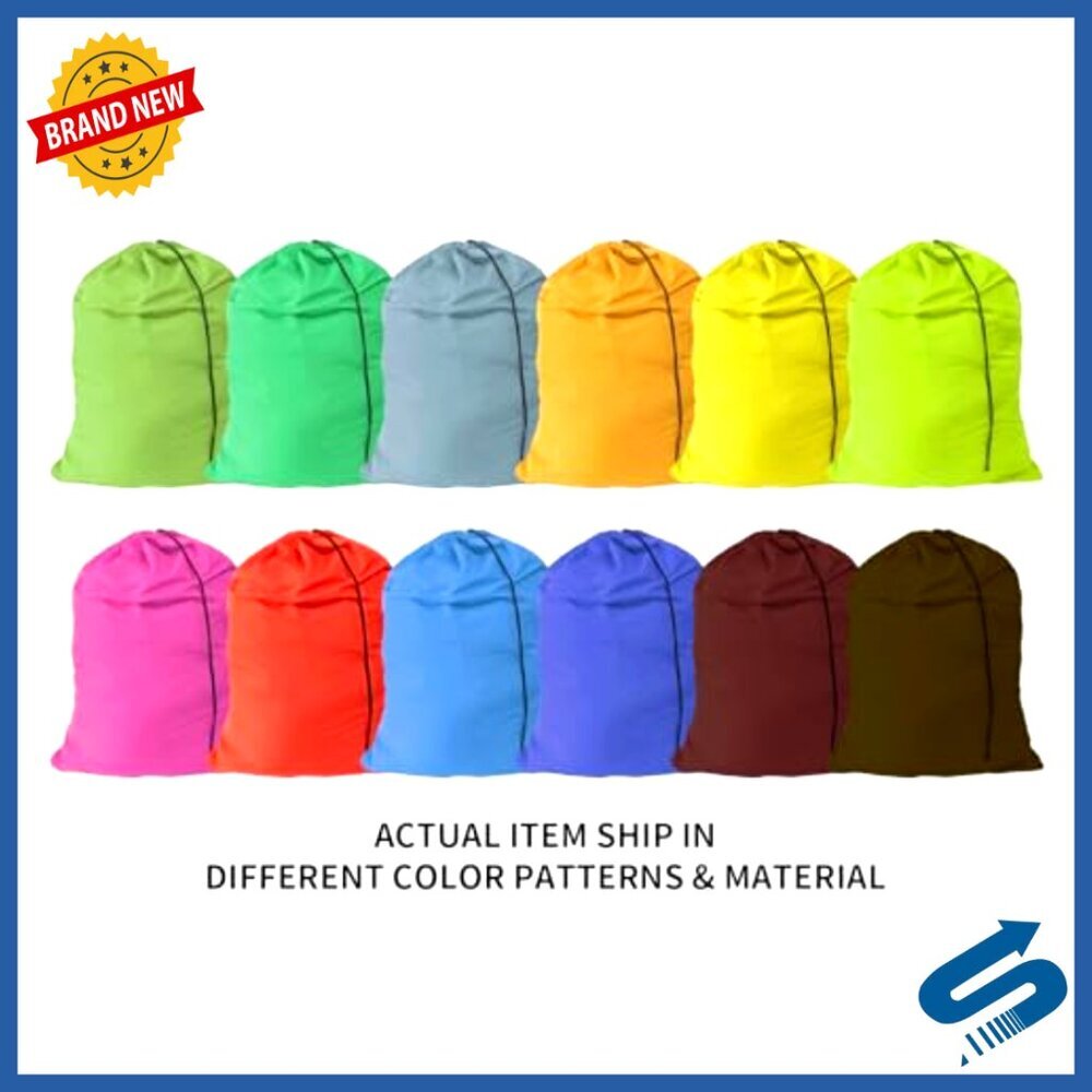 Extra Large Drawstring Laundry Bags 12 Pack Machine Washable Travel Storage - Picture 3 of 7